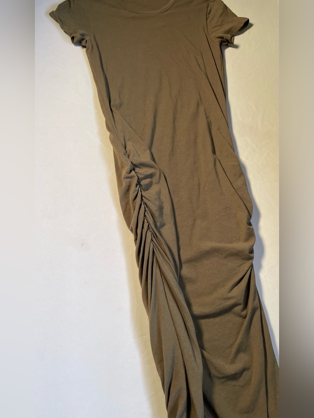 James Perse Olive Green Ruched Short Sleeve Maxi Dress - Picture 2 of 8